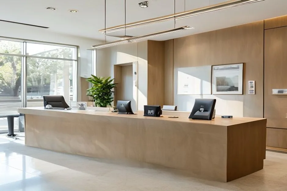 A modern government/registry office service counter